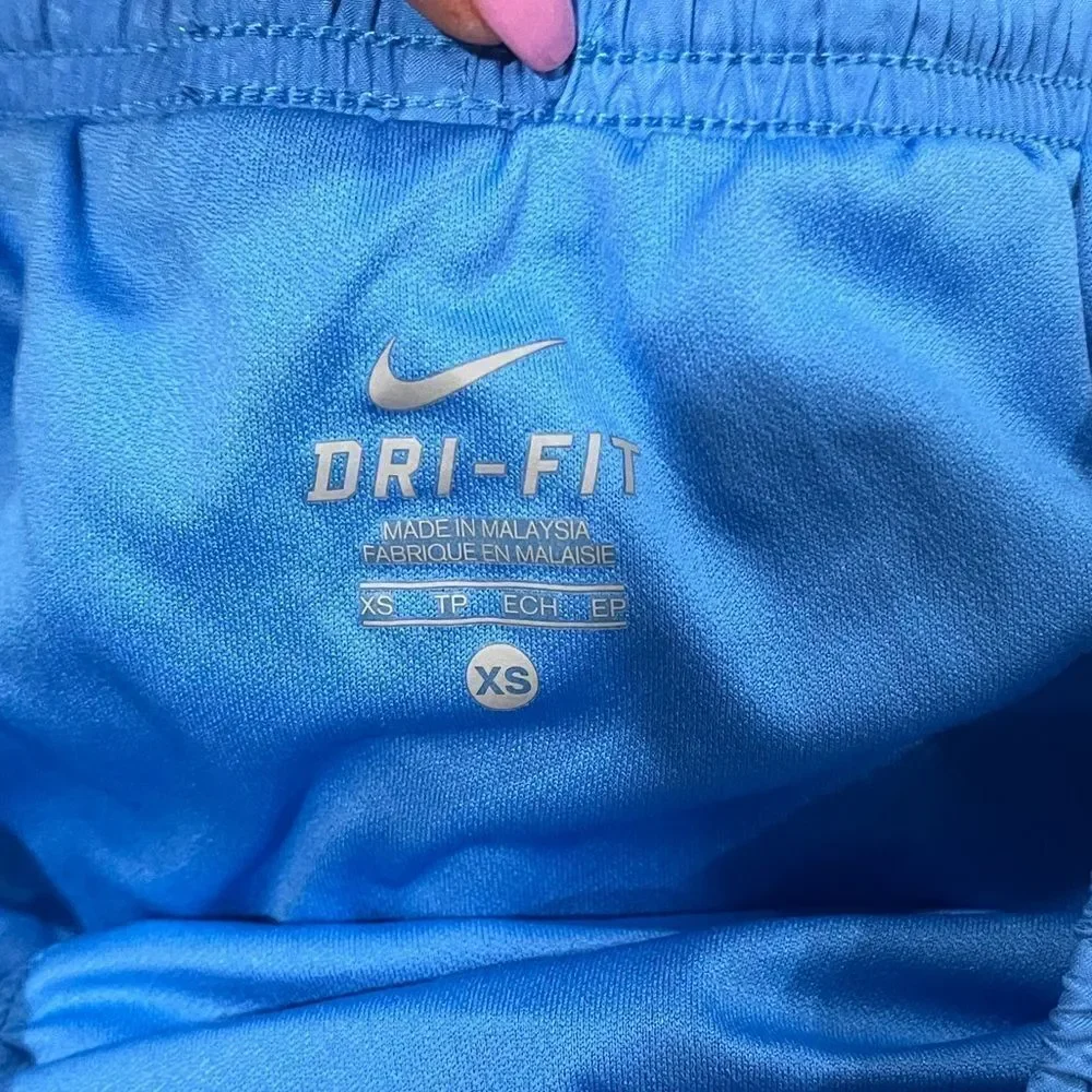 Nike Womens Blue White Lime Green Elastic Waist Dri-FIT Track Shorts Size XS